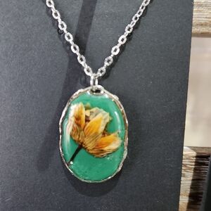 Cosmo  in resin handmade necklace on 18 inch plated silver chain